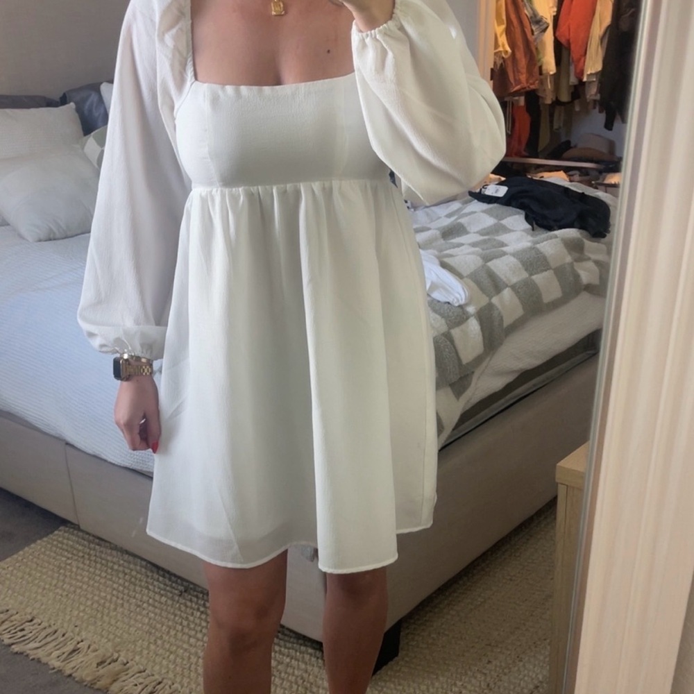 Altar'd State White Long Sleeve Mini Dress